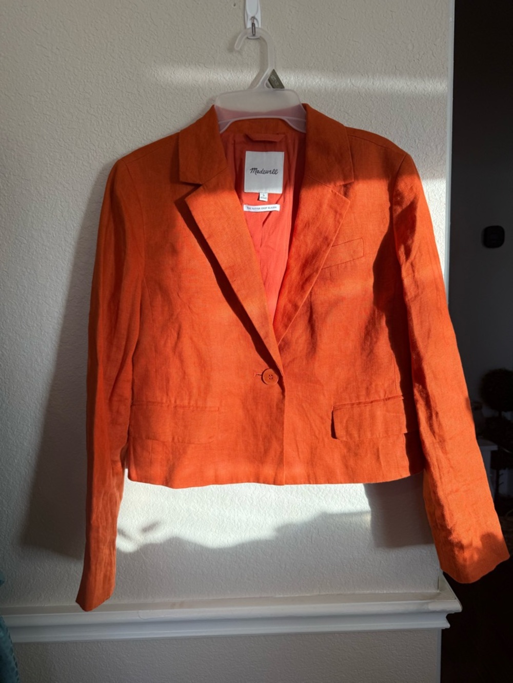 Women's Orange Cropped Blazer Jacket madewell medium - Picture 5 of 15